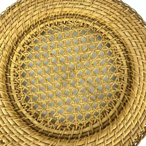 Woven Rattan Charger Plates Wall Decor Set of 3 Rustic Boho 12.5 inch - Picture 6 of 7